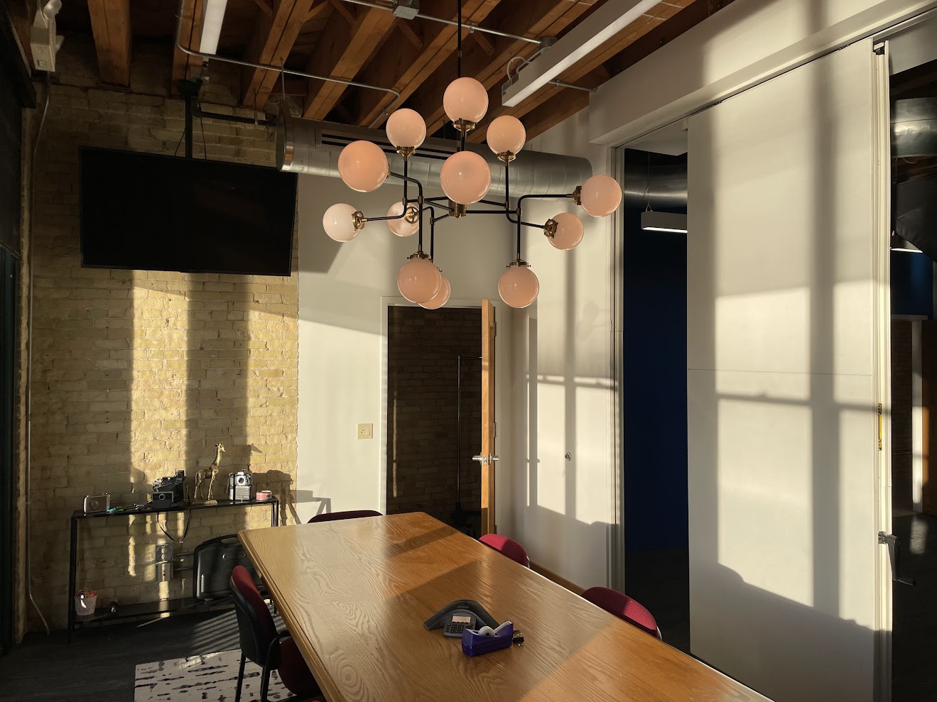 Detail of the conference room seating and natural light