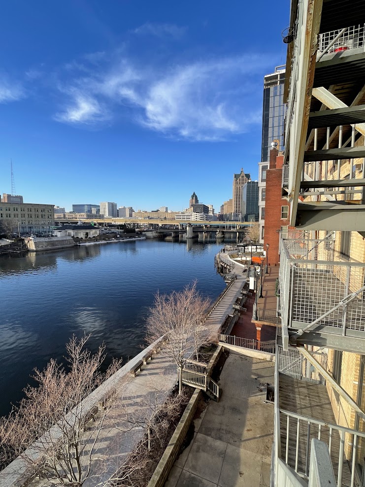 View of the Milwaukee River and skyline from Giraffe's studio